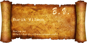 Burik Vilmos névjegykártya